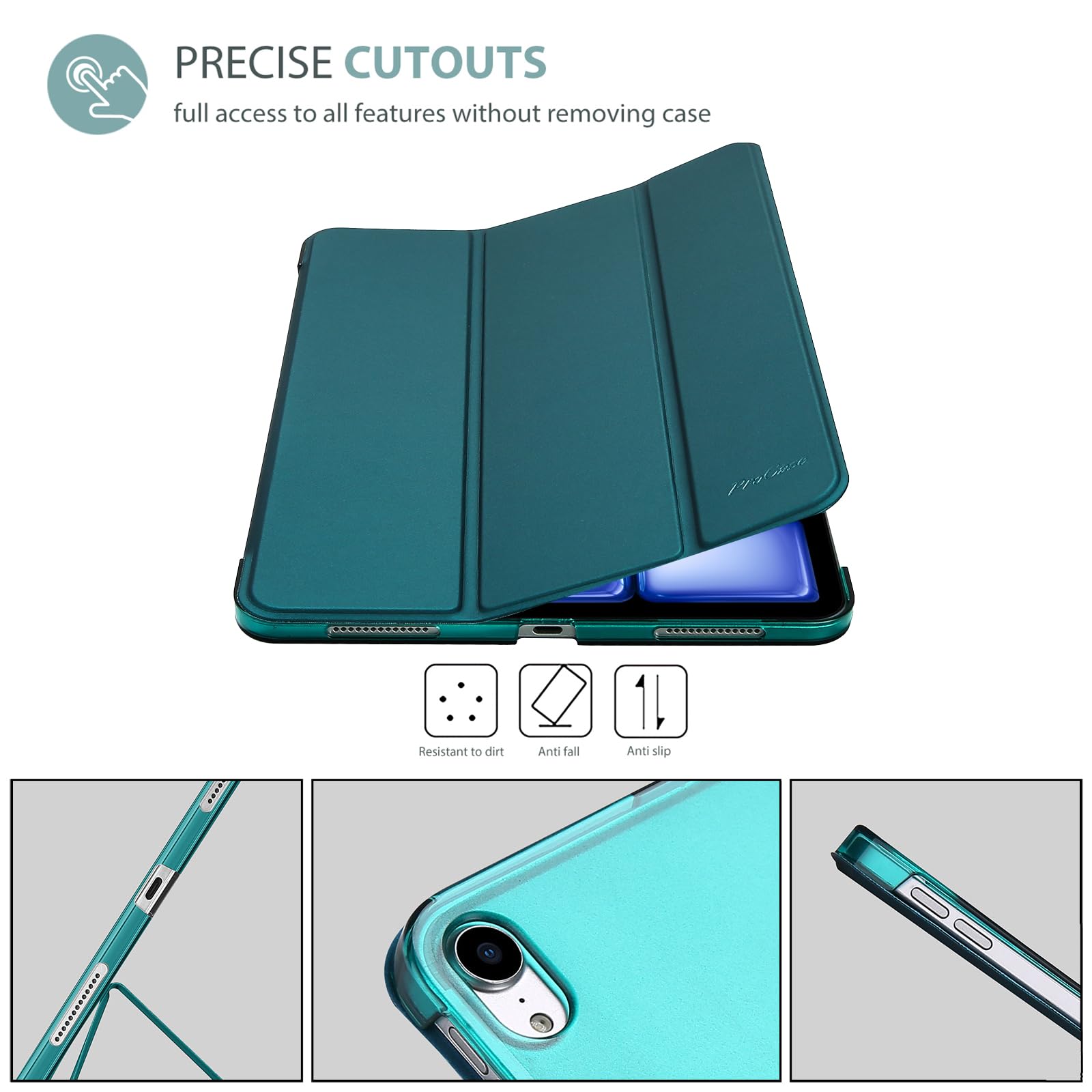 ProCase ProCase Smart Case for iPad Air 11 inch M3 M2 2025 2024 10.9 inch Air 5th 4th 2022 2020 Protective Cover Emerald - View 6 of 9