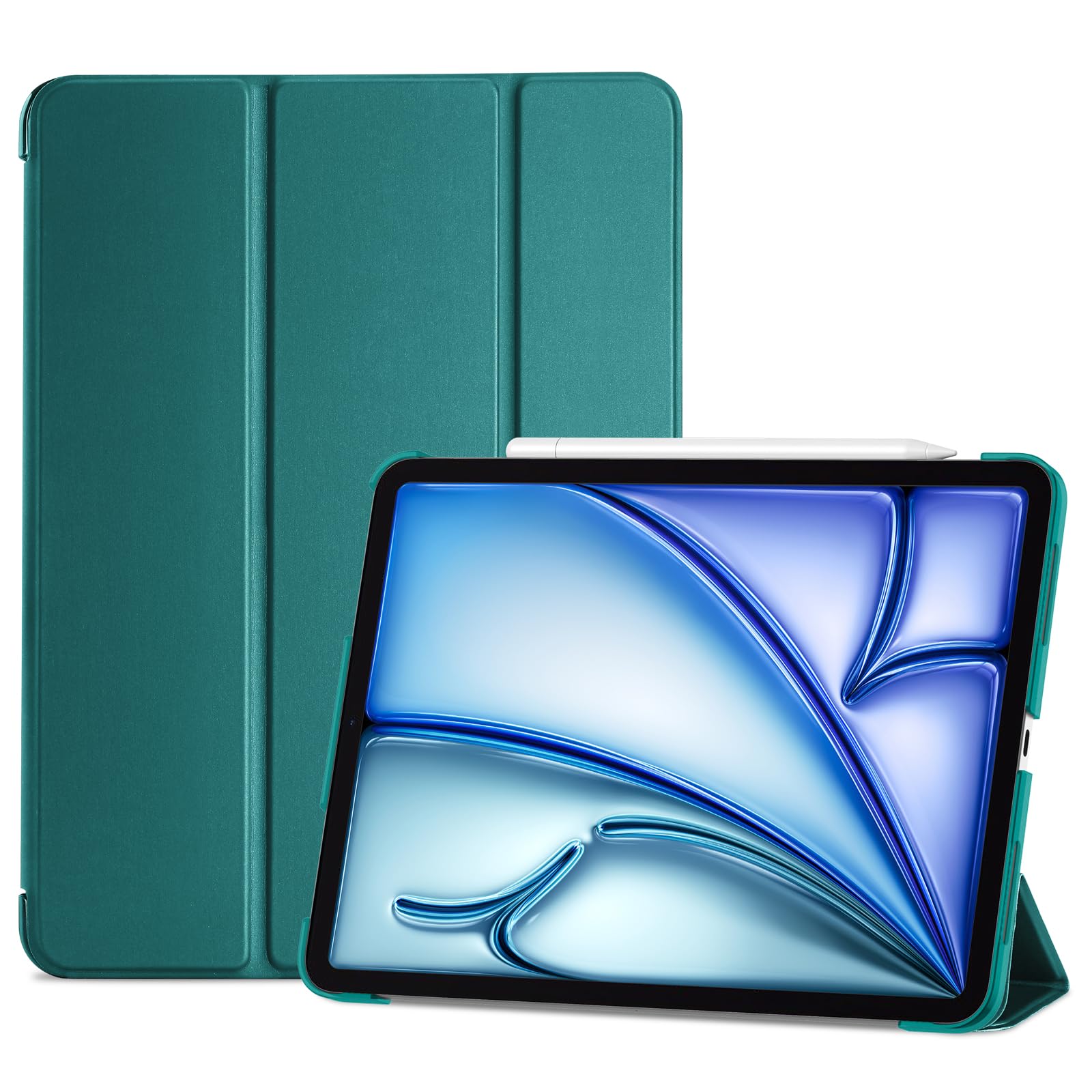 ProCase Smart Case for iPad Air 11 inch M3 M2 2025 2024 10.9 inch Air 5th 4th 2022 2020 Protective Cover Emerald