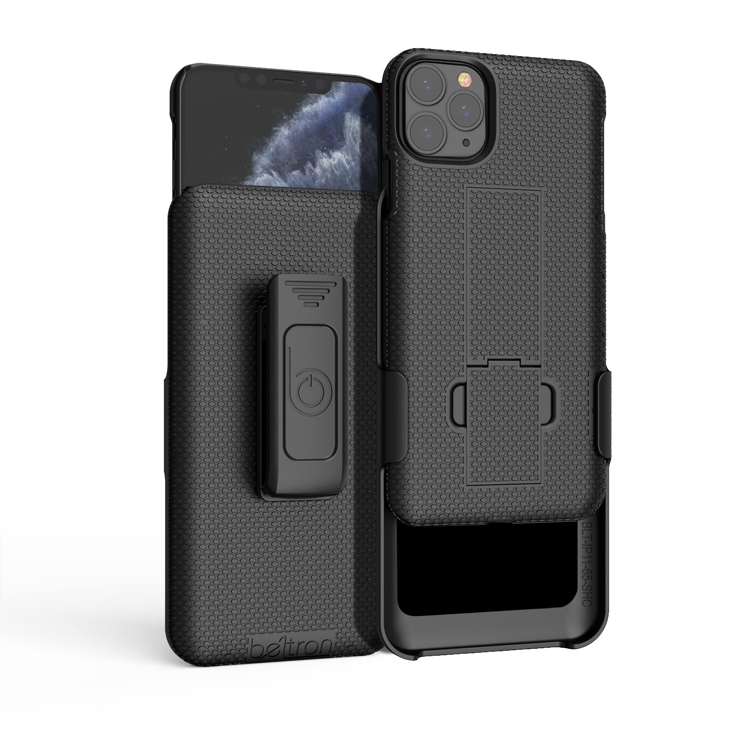 BELTRON Slim Fit Case with Belt Clip for iPhone 12 Pro Max Protective Shell and Kickstand Holster Combo in Black - View 2 of 8