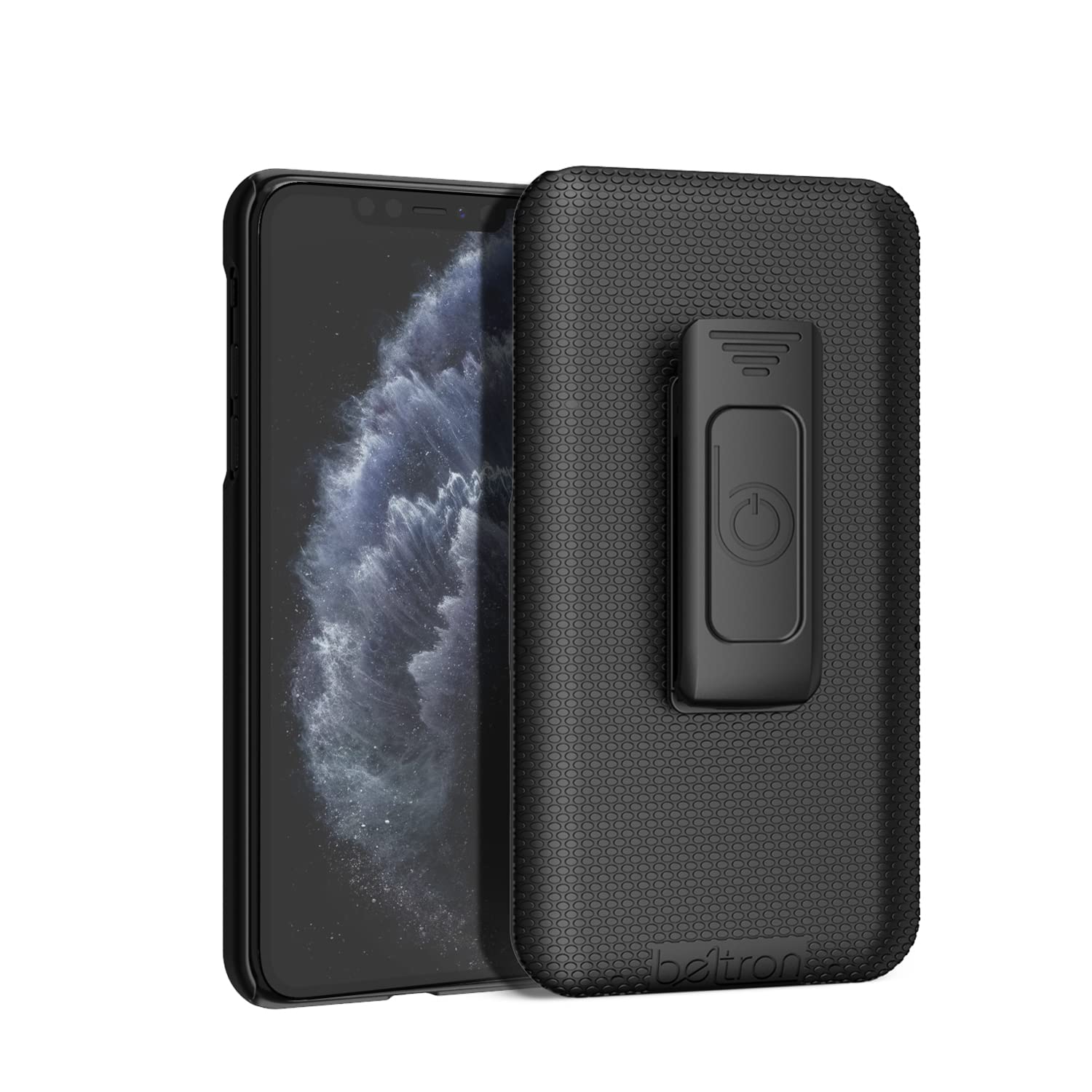 BELTRON Slim Fit Case with Belt Clip for iPhone 12 Pro Max Protective Shell and Kickstand Holster Combo in Black - View 4 of 8