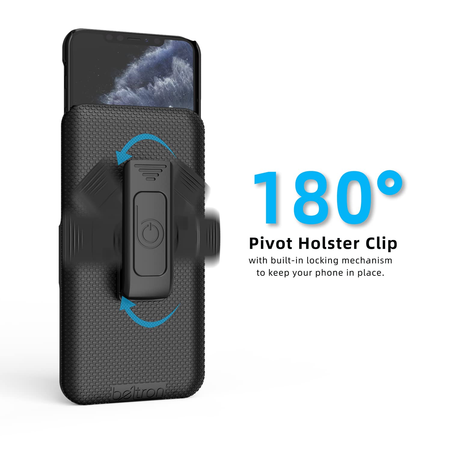 BELTRON Slim Fit Case with Belt Clip for iPhone 12 Pro Max Protective Shell and Kickstand Holster Combo in Black - View 5 of 8