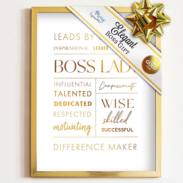 Merry Expressions Merry Expressions Lady Boss Christmas Holiday Gift - Boss Lady Desk and Wall Art - Retirement Gift, Boss Gifts, Best Friend Gift for Women, Office Décor