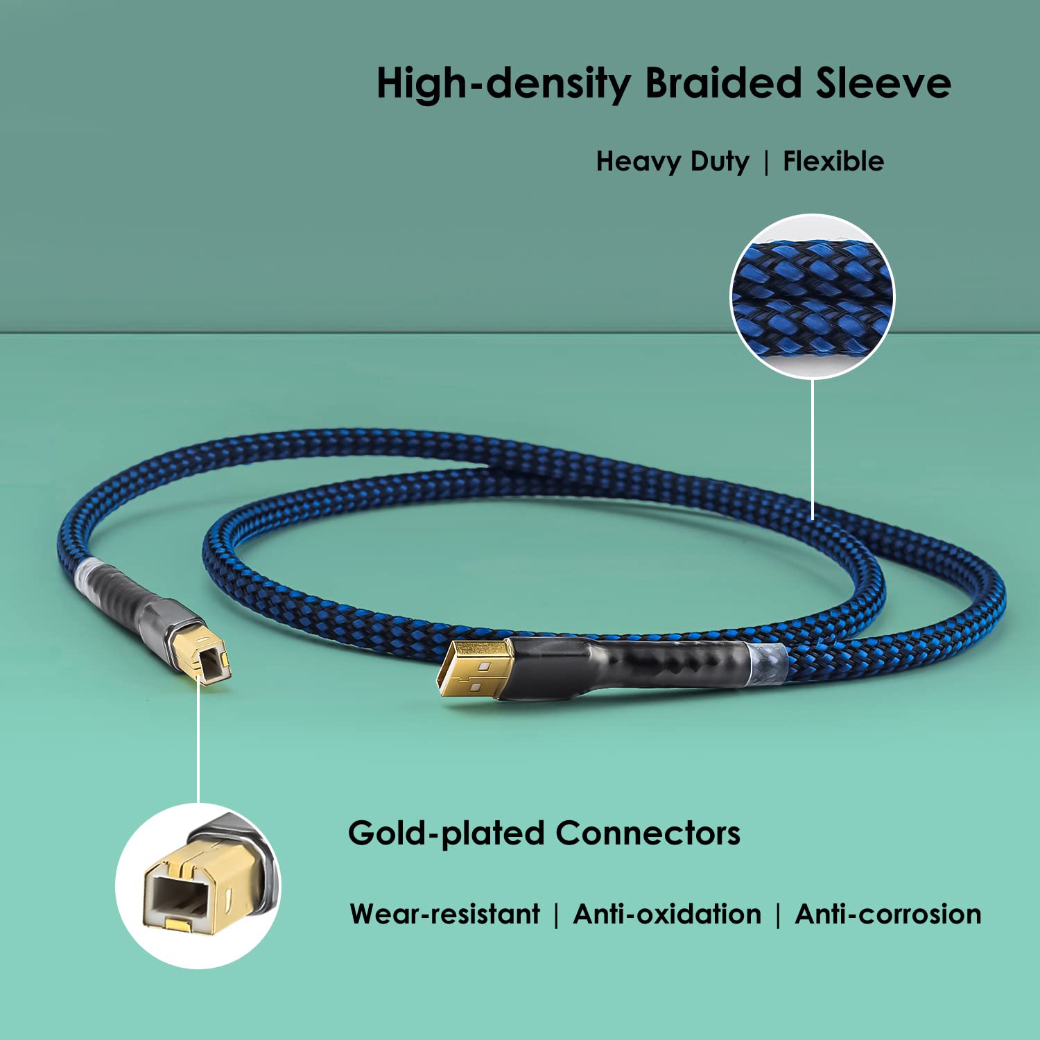 Viborg USB Printer Cable 1.6FT Durable USB 2.0 Type A to B Male High Speed Scanner Cord for Digital Audio DAC - View 5 of 7