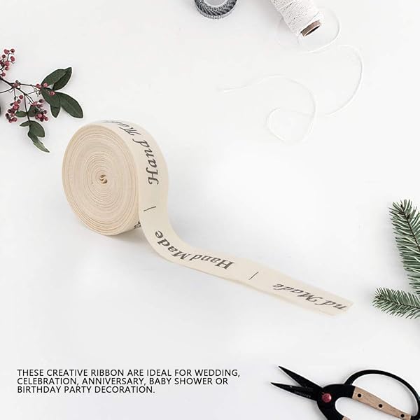Oumefar Handmade with Love' Cotton Ribbon Tape Sewing Tags Ribbon Labels for Gift Wrapping Ribbon Decoration(#1) - View 4 of 11