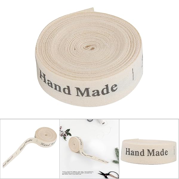 Oumefar Handmade with Love' Cotton Ribbon Tape Sewing Tags Ribbon Labels for Gift Wrapping Ribbon Decoration(#1) - View 11 of 11