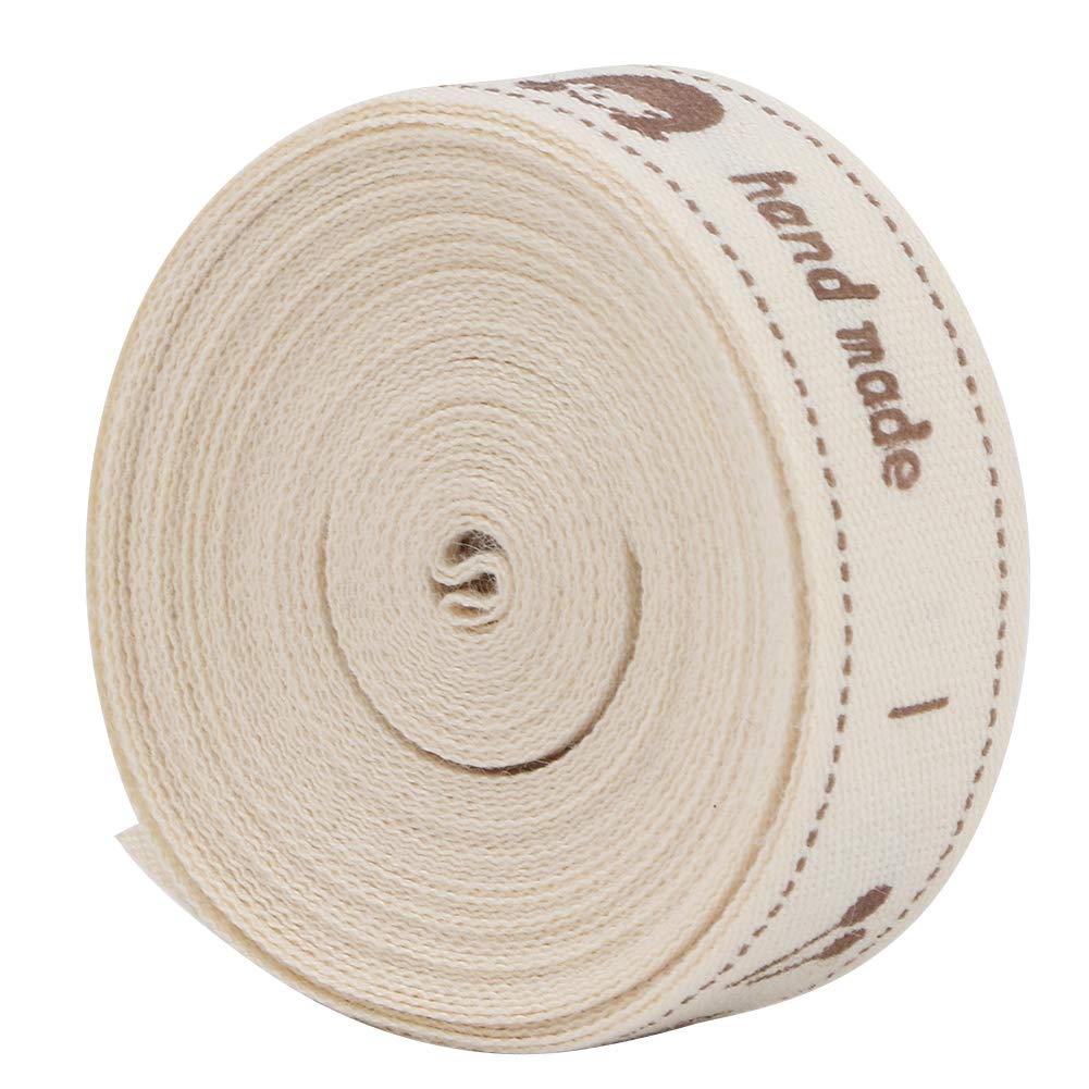 Oumefar Handmade Cotton Ribbon Tape Sewing Tags for Gift Wrapping and Decoration