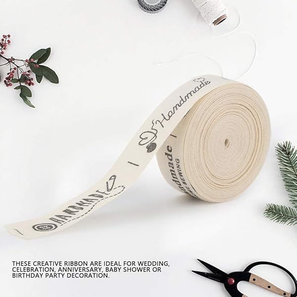 Oumefar Handmade with Love Cotton Ribbon Tape - Perfect Sewing Tags & Gift Wrapping Labels - View 8 of 10
