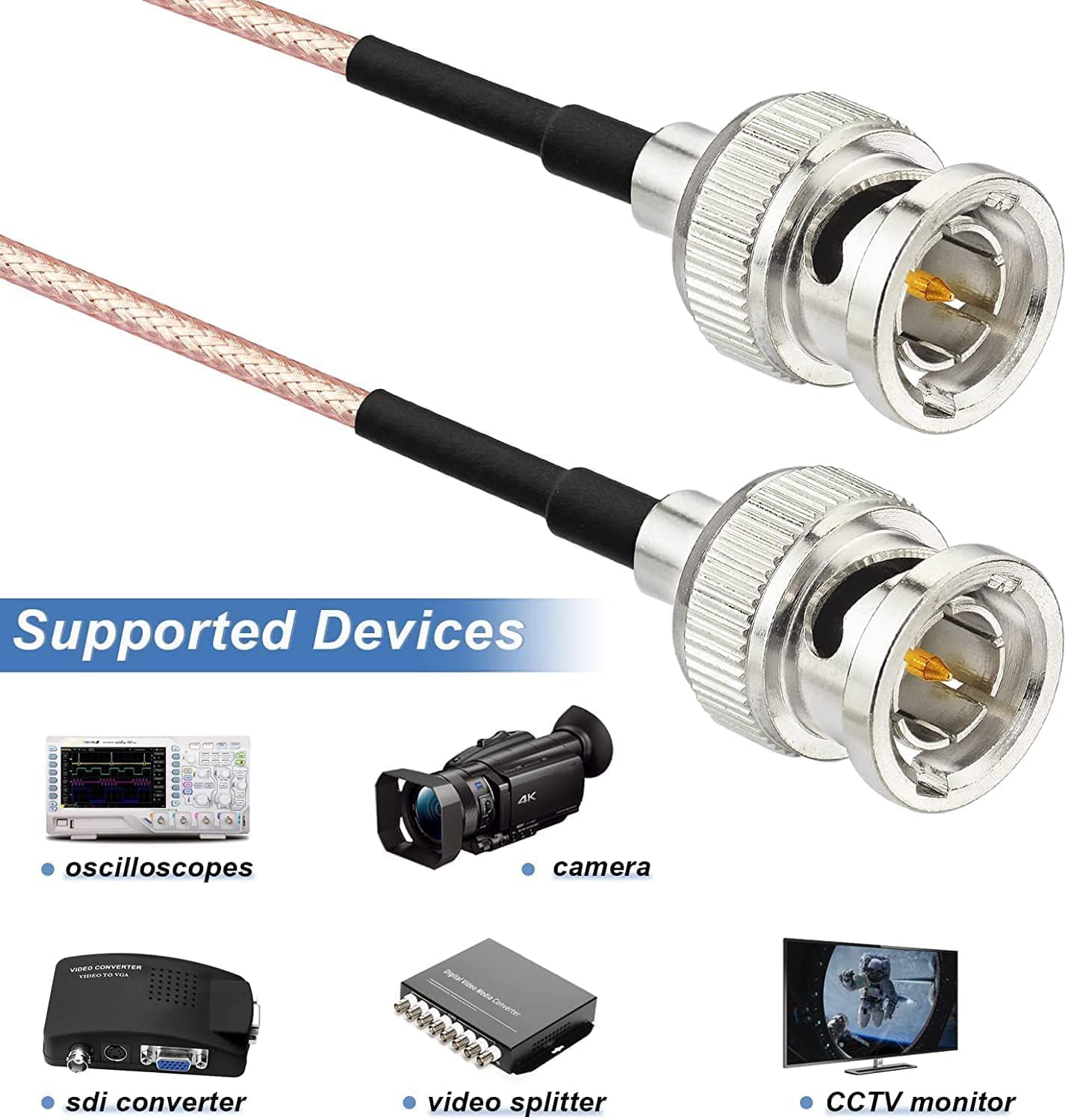 Superbat Superbat 3G HD SDI BNC Cable 3ft - 75 Ohm for Cameras & 4K/8K Video Equipment (2 Pack) - View 2 of 8