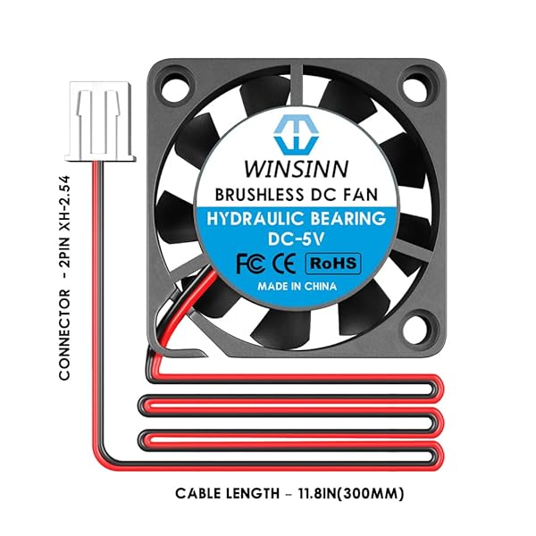 WINSINN WINSINN 20mm 5V Hydraulic Bearing Cooling Fan 10000 RPM Replacement for Printers Routers Set-Top Boxes 30cm Cable Brushless 2Pcs - View 4 of 5