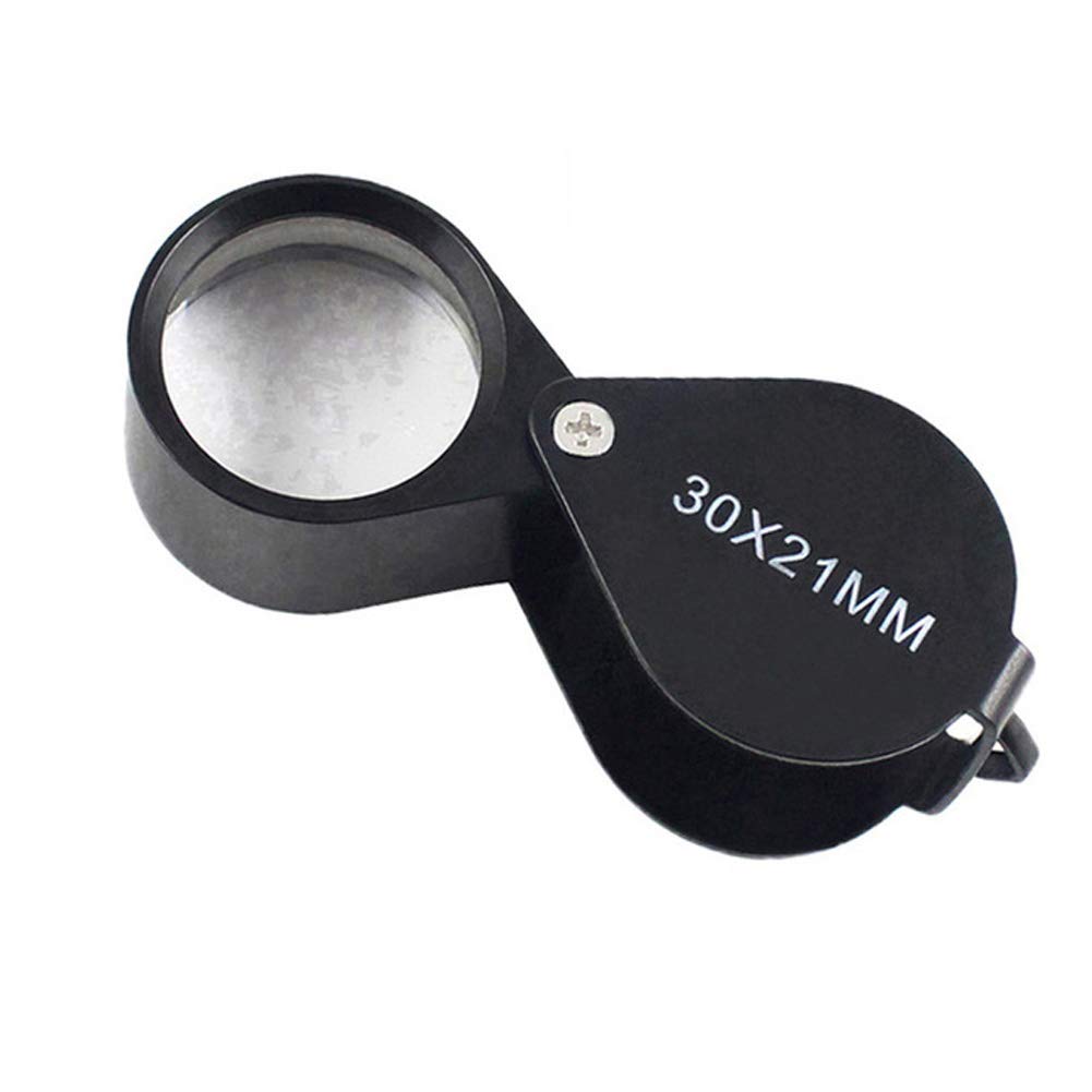 iKKEGOL 30x Pocket Jewelry Loupe 21mm Foldable Magnifier with Metal Body and Box for Jewelers