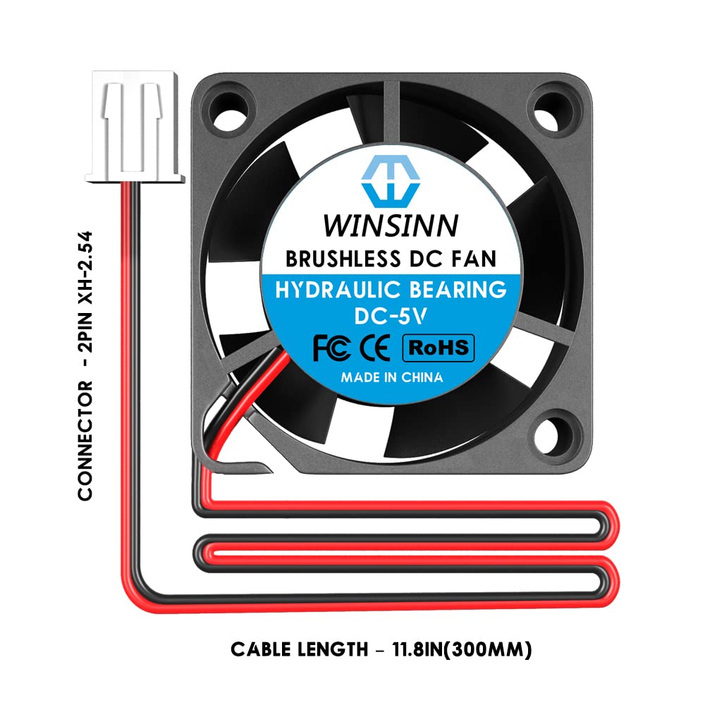 WINSINN WINSINN 20mm 5V Hydraulic Bearing Cooling Fan 12000 RPM for Raspberry Pi 3D Printer Small Server Gaming Consoles 2Pcs - View 4 of 5