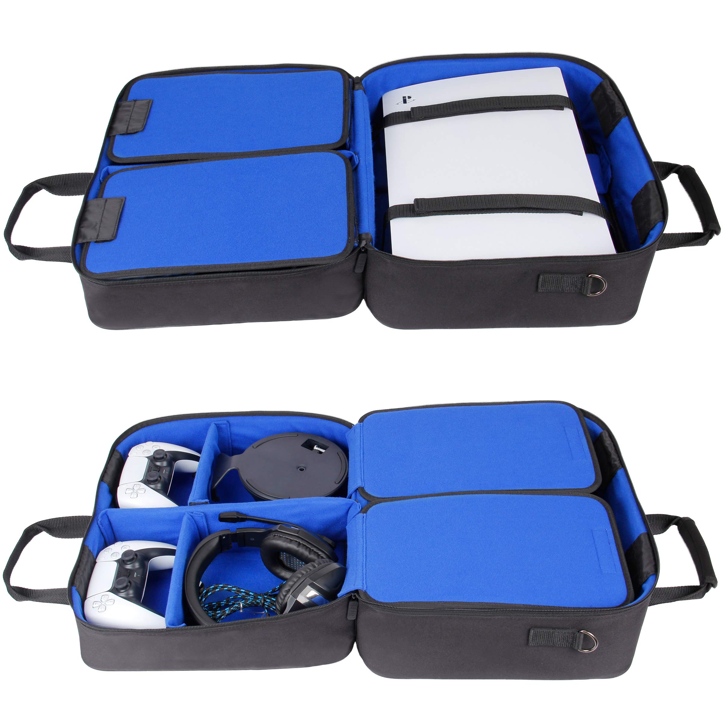 USA Gear USA Gear PS5 Carrying Case - Travel Bag for PlayStation 5 & Slim, Adjustable Interior for Controllers & Games (Blue) - View 2 of 9