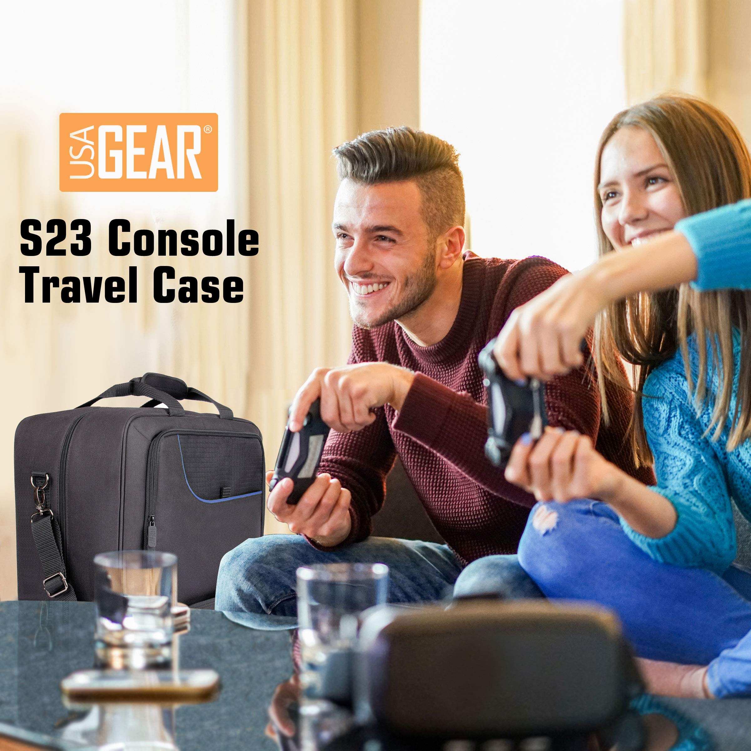 USA Gear USA Gear PS5 Carrying Case - Travel Bag for PlayStation 5 & Slim, Adjustable Interior for Controllers & Games (Blue) - View 9 of 9