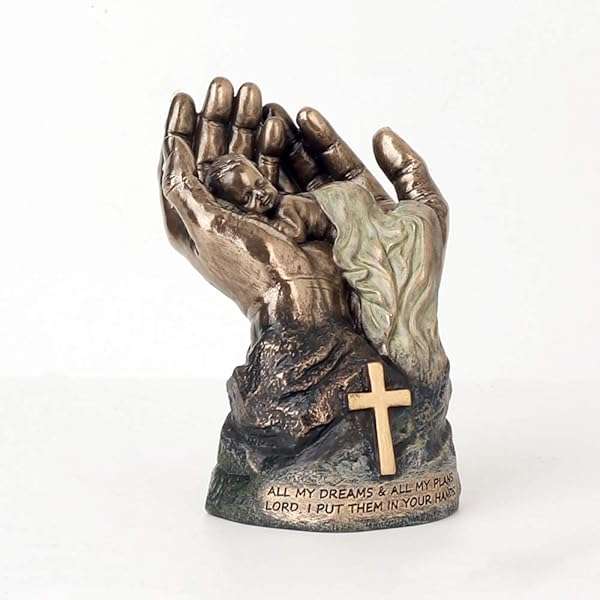 Veronese Design "Veronese Design 4.5" Cold Cast Resin Baby in Lord's Hands Statue - Antique Bronze Finish Figurine"