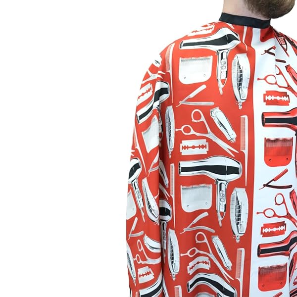 King Midas Empire Barber Capes Hair Cutting Capes King Midas Moses Edition Red and White for Professional Use - View 4 of 7