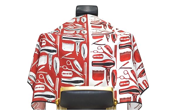 King Midas Empire Barber Capes Hair Cutting Capes King Midas Moses Edition Red and White for Professional Use - View 5 of 7