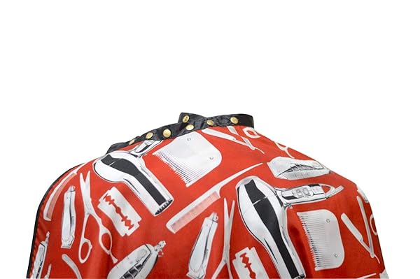 King Midas Empire Barber Capes Hair Cutting Capes King Midas Moses Edition Red and White for Professional Use - View 6 of 7