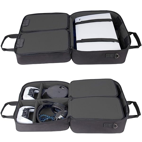 USA Gear USA Gear PS5 Carrying Case - Travel Bag for PlayStation 5 & Slim, Adjustable Interior for Controllers & Games (Black) - View 3 of 10