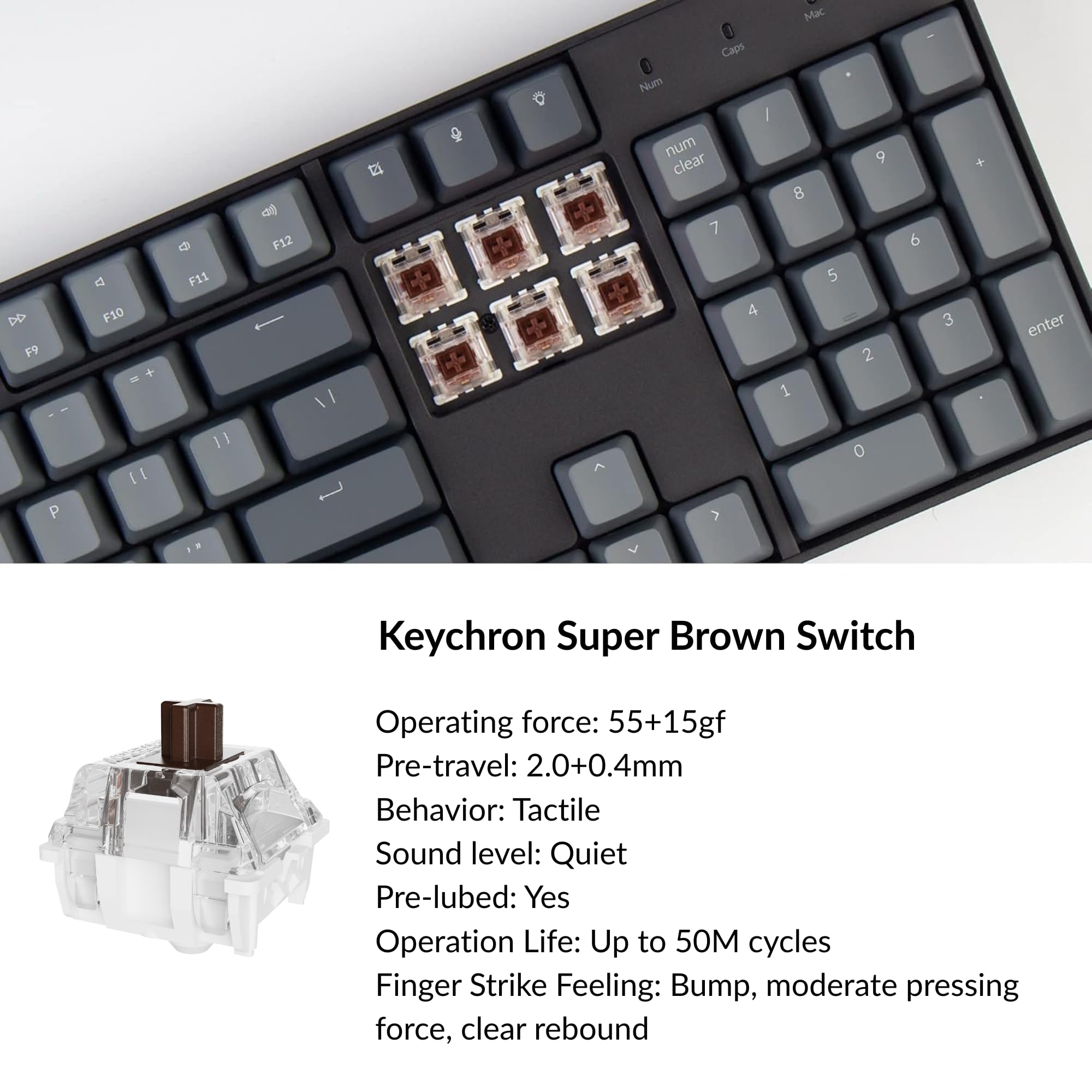 Keychron K10 Full Size RGB Backlit Hot-Swappable Mechanical Gaming Keyboard for Mac Windows 104-Key Bluetooth USB Wired K Pro Brown Switch - View 2 of 8