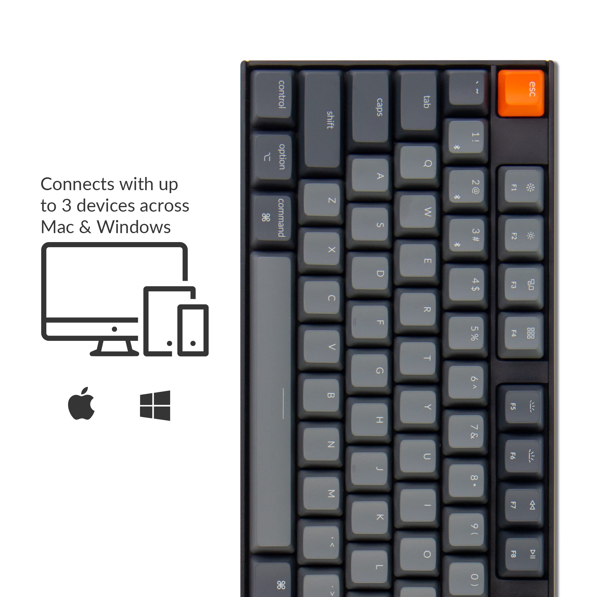 Keychron K10 Full Size RGB Backlit Hot-Swappable Mechanical Gaming Keyboard for Mac Windows 104-Key Bluetooth USB Wired K Pro Brown Switch - View 3 of 8