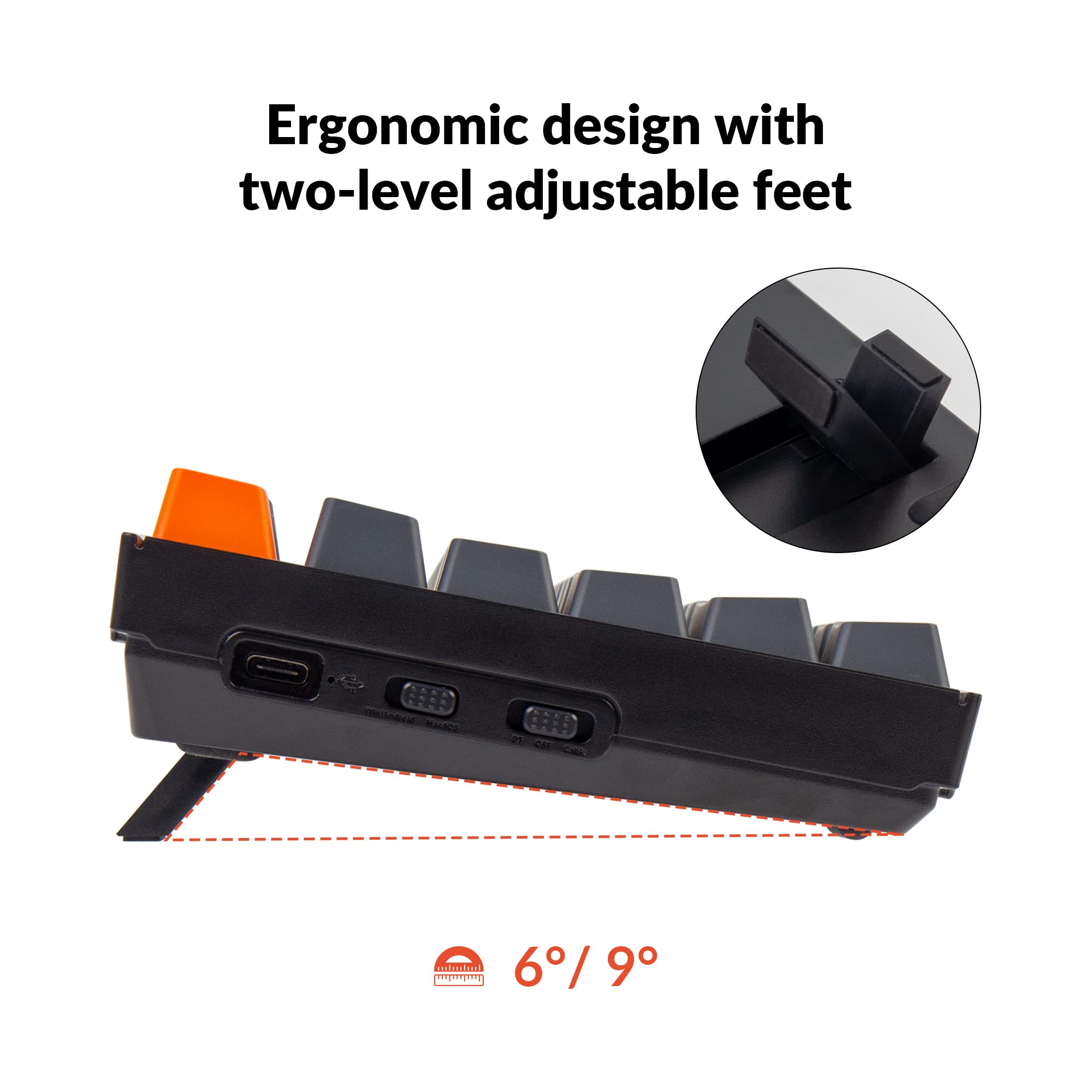 Keychron K10 Full Size RGB Backlit Hot-Swappable Mechanical Gaming Keyboard for Mac Windows 104-Key Bluetooth USB Wired K Pro Brown Switch - View 8 of 8