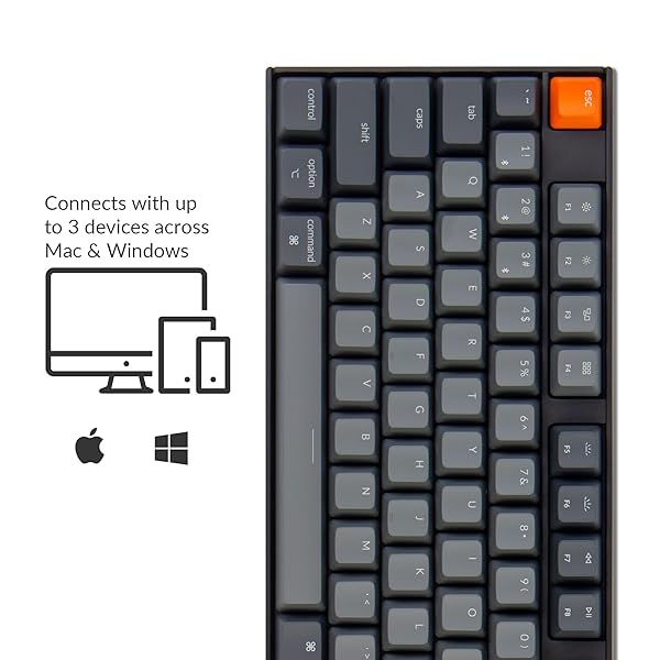 Keychron Keychron K10: Bluetooth/Wired Mechanical Gaming Keyboard for Mac & Windows - Gateron Brown Switch, RGB Backlight, 104 Keys - View 4 of 9