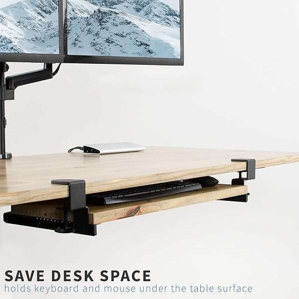 VIVO VIVO 12-Inch Rail Set for DIY Wooden Keyboard Trays - C-Clamp Mount Slider Track (MOUNT-RAIL02) - View 9 of 11