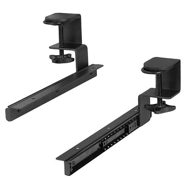 VIVO VIVO 12-Inch Rail Set for DIY Wooden Keyboard Trays - C-Clamp Mount Slider Track (MOUNT-RAIL02)