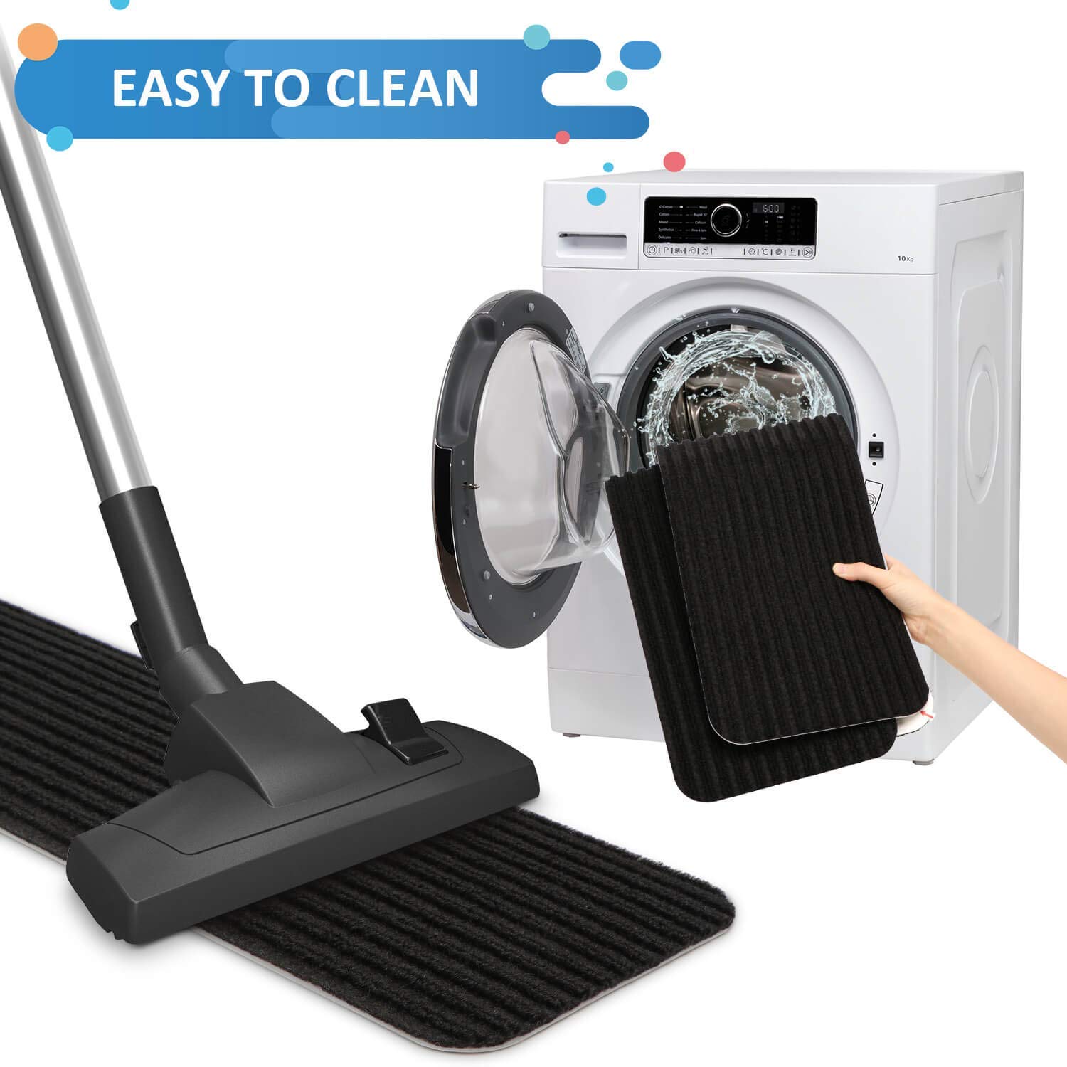 RIOLAND Non-Slip Stair Treads Carpet Set of 15 for Wooden Steps 8 X 30 Black Ideal for Kids and Dogs - View 6 of 7