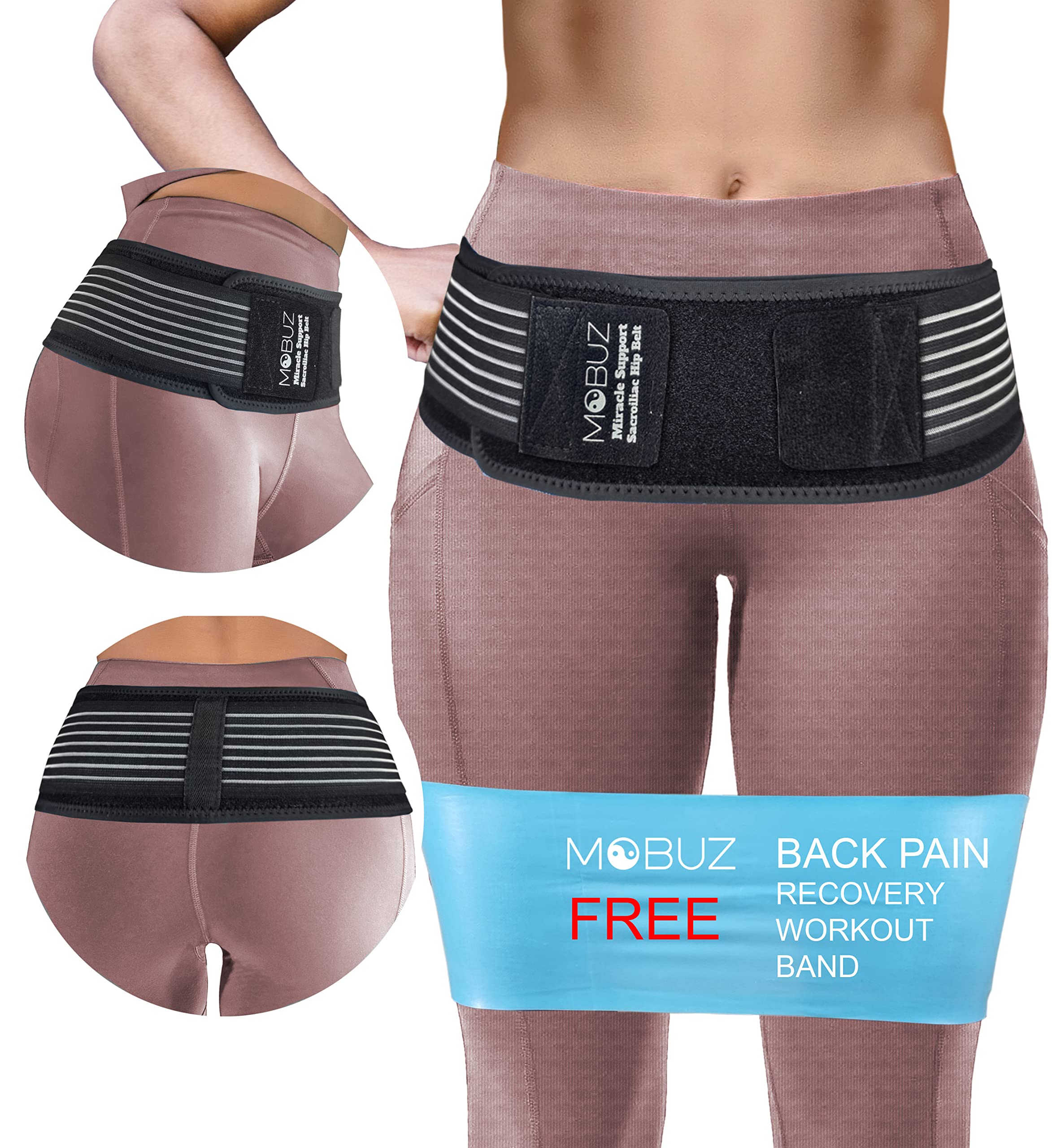 Si Joint Belt for Women and Men with Resistance Band and Back Recovery Workout Plan for Lower Back Support and Pain Relief