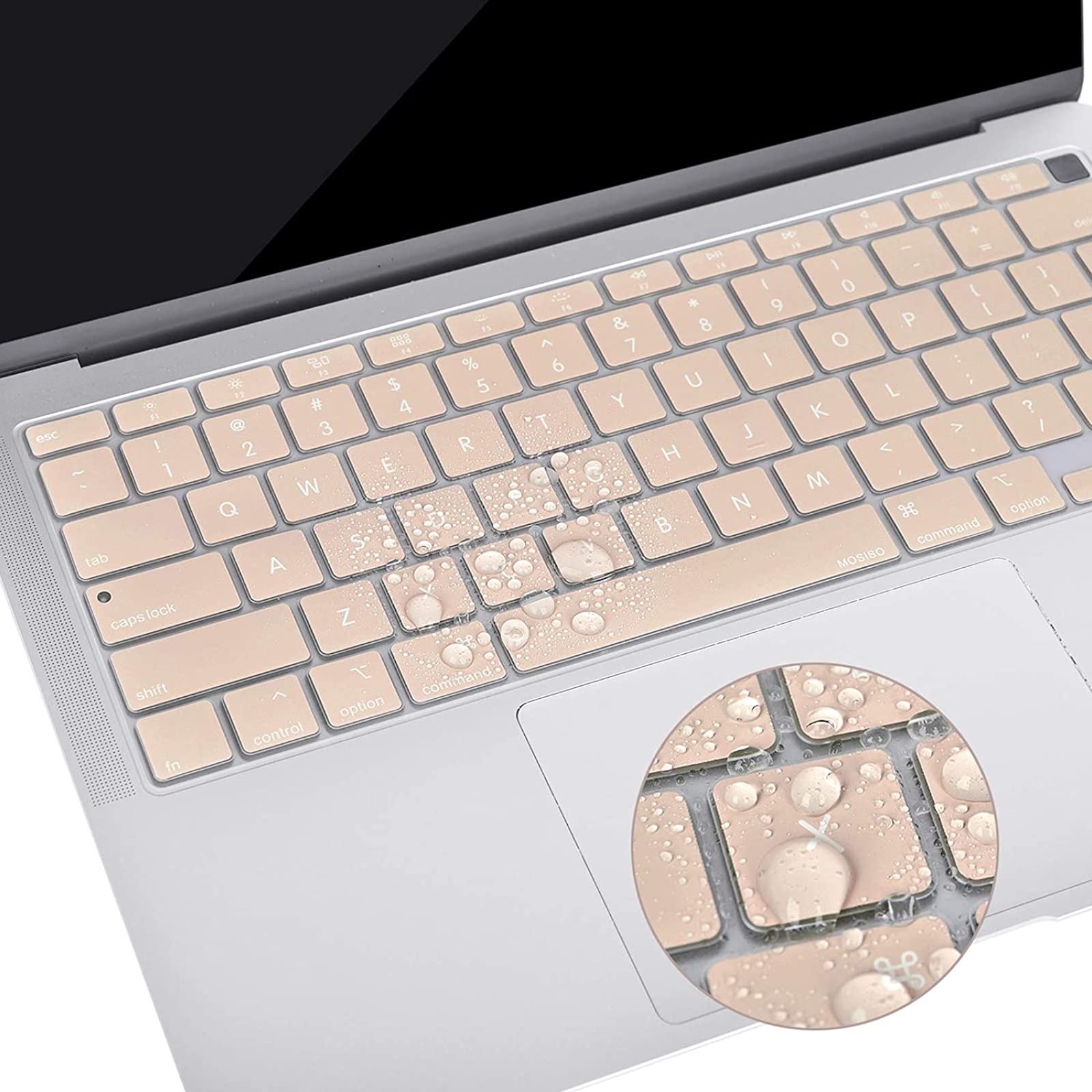 MOSISO Keyboard Cover for MacBook Air 13 inch 2022 2021 2020 A2337 M1 A2179 Waterproof Silicone Skin Camel Color - View 3 of 7