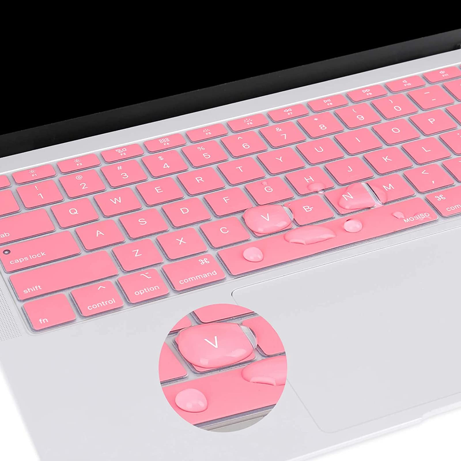 MOSISO Keyboard Cover for MacBook Air 13 inch 2020 2021 2022 A2337 M1 A2179 Waterproof Silicone Skin Pink Backlit Magic Keyboard - View 3 of 7