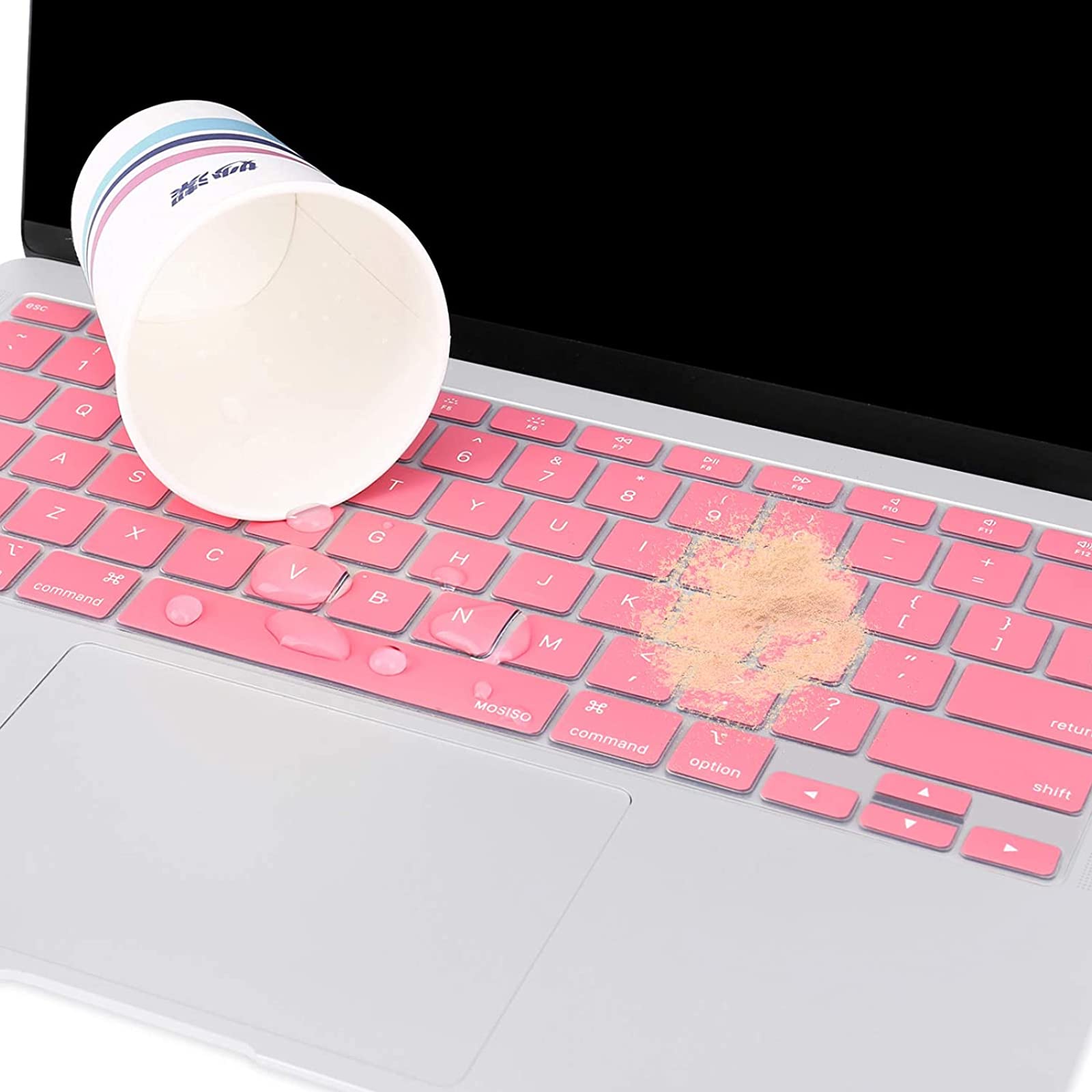 MOSISO Keyboard Cover for MacBook Air 13 inch 2020 2021 2022 A2337 M1 A2179 Waterproof Silicone Skin Pink Backlit Magic Keyboard - View 5 of 7