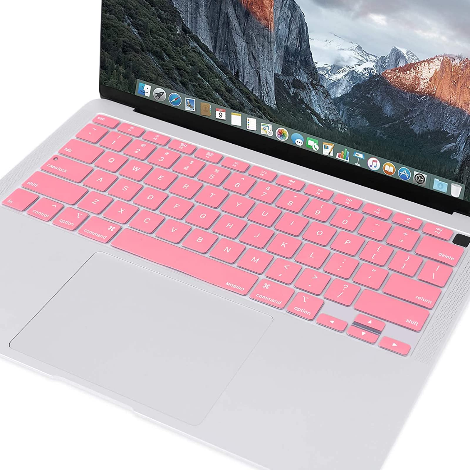 MOSISO Keyboard Cover for MacBook Air 13 inch 2020 2021 2022 A2337 M1 A2179 Waterproof Silicone Skin Pink Backlit Magic Keyboard - View 6 of 7