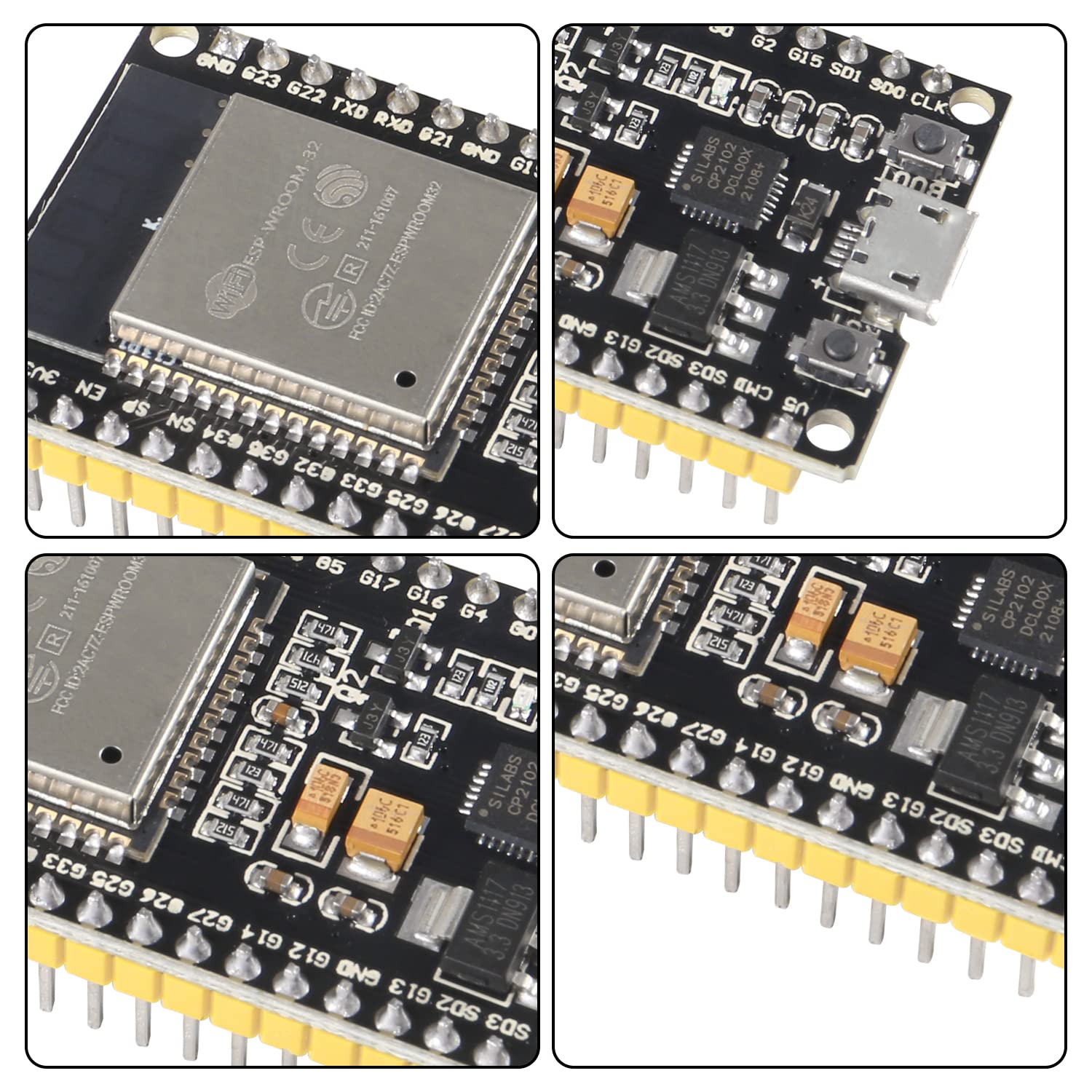 DORHEA 5PCS ESP32 38Pin Development Board ESP32S Microcontroller WiFi NodeMCU32S CP2102 Chip for Fast Prototyping and Development - View 3 of 6