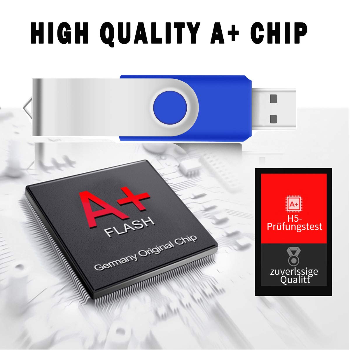 128MB Bulk Flash Drives 100 Pack EASTBULL USB 2.0 Thumb Drives for Storage Blue 100 Units - View 3 of 7