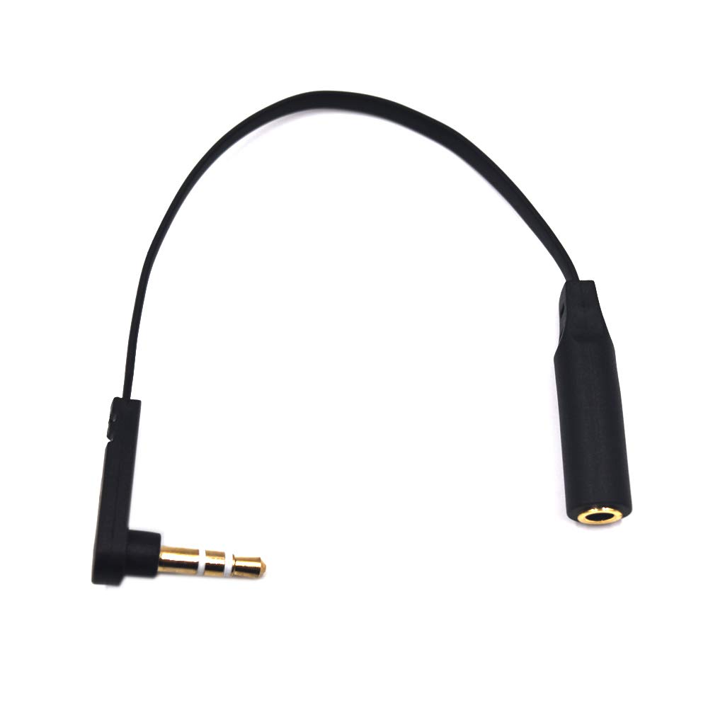 Kework 15cm 1/8 Inch 3.5mm TRS Jack Extension Audio Flat Cable 2 Pack 90 Degree Angle Male to Female Headphone AUX Cord - View 4 of 6