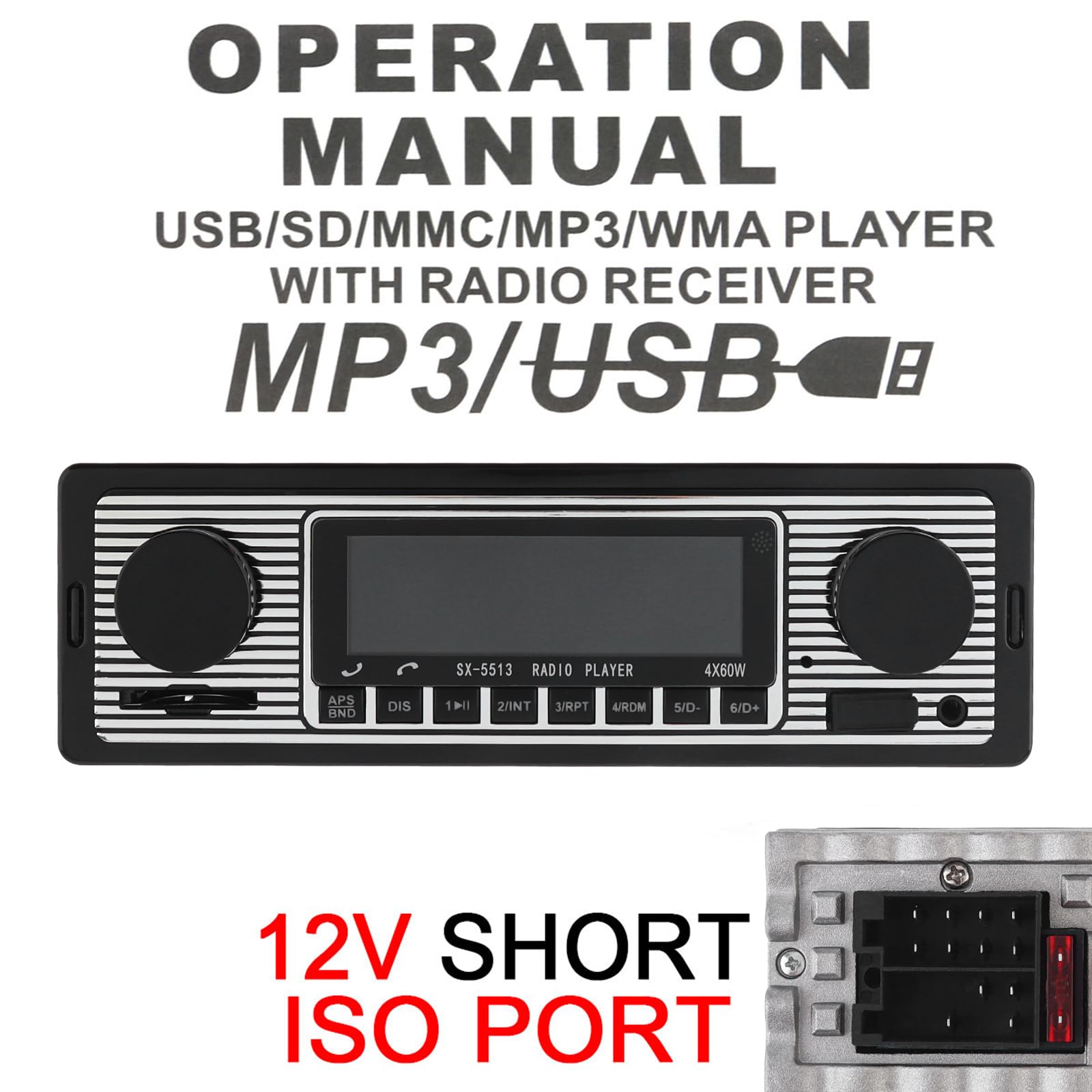 ePathChina 12V Bluetooth Car Radio MP3 Player Vehicle Stereo Audio FM USB SD AUX Remote Control - View 3 of 9