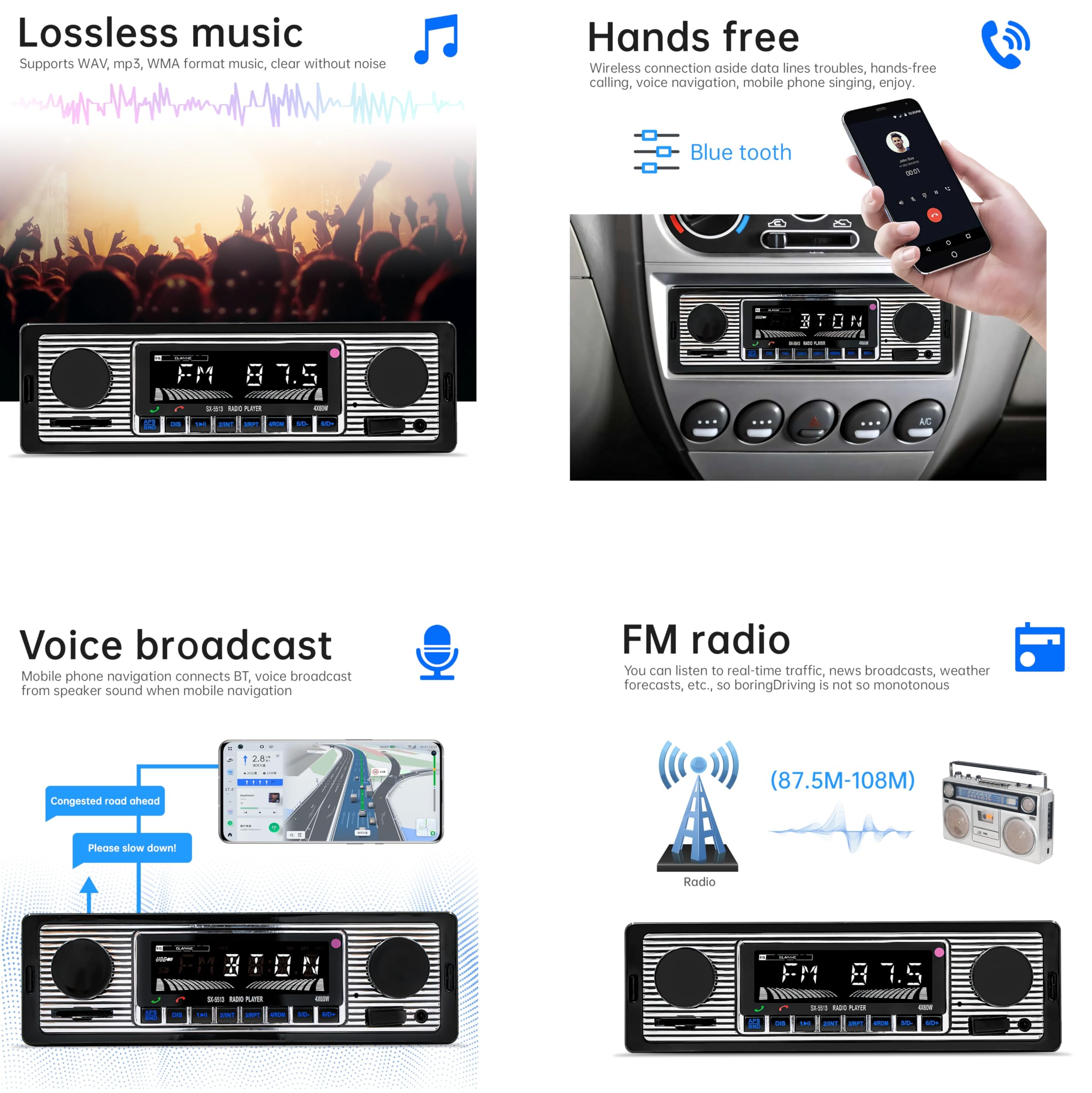 ePathChina 12V Bluetooth Car Radio MP3 Player Vehicle Stereo Audio FM USB SD AUX Remote Control - View 4 of 9
