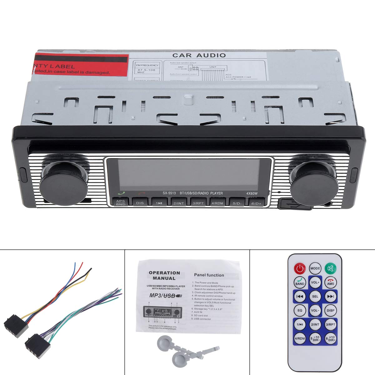 ePathChina 12V Bluetooth Car Radio MP3 Player Vehicle Stereo Audio FM USB SD AUX Remote Control