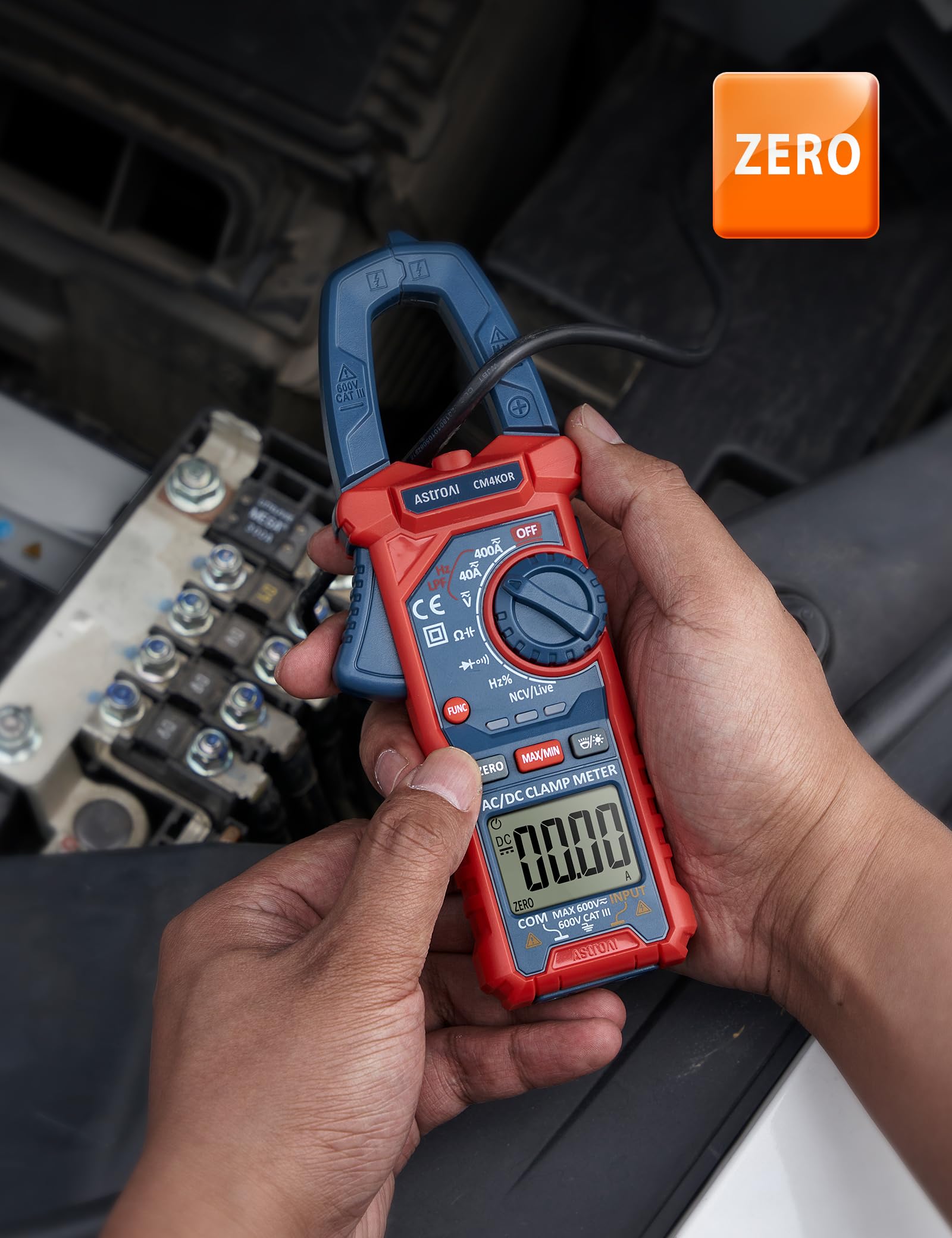 AstroAI Digital Clamp Meter Multimeter 4000 Counts Auto-ranging for AC DC Voltage Current Resistance Capacitance Frequency and Continuity Test - View 6 of 9