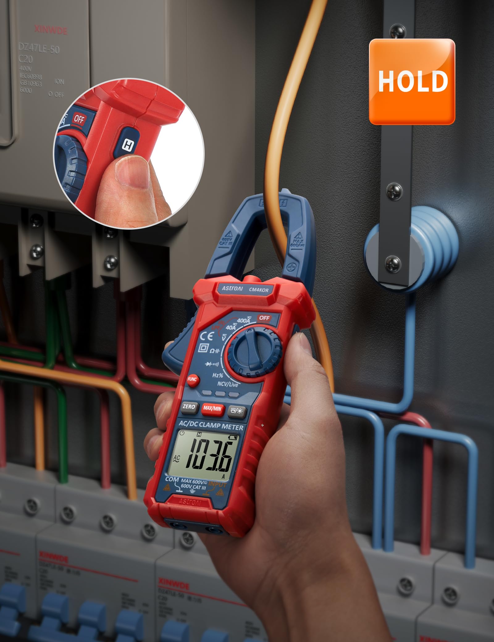 AstroAI Digital Clamp Meter Multimeter 4000 Counts Auto-ranging for AC DC Voltage Current Resistance Capacitance Frequency and Continuity Test - View 7 of 9