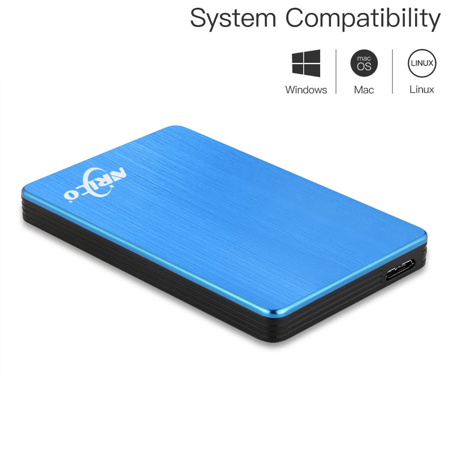 NRICO 500GB Portable External Hard Drive USB 3.0 2.5inch Storage for PC Mac Desktop PS4 Blue - View 2 of 6