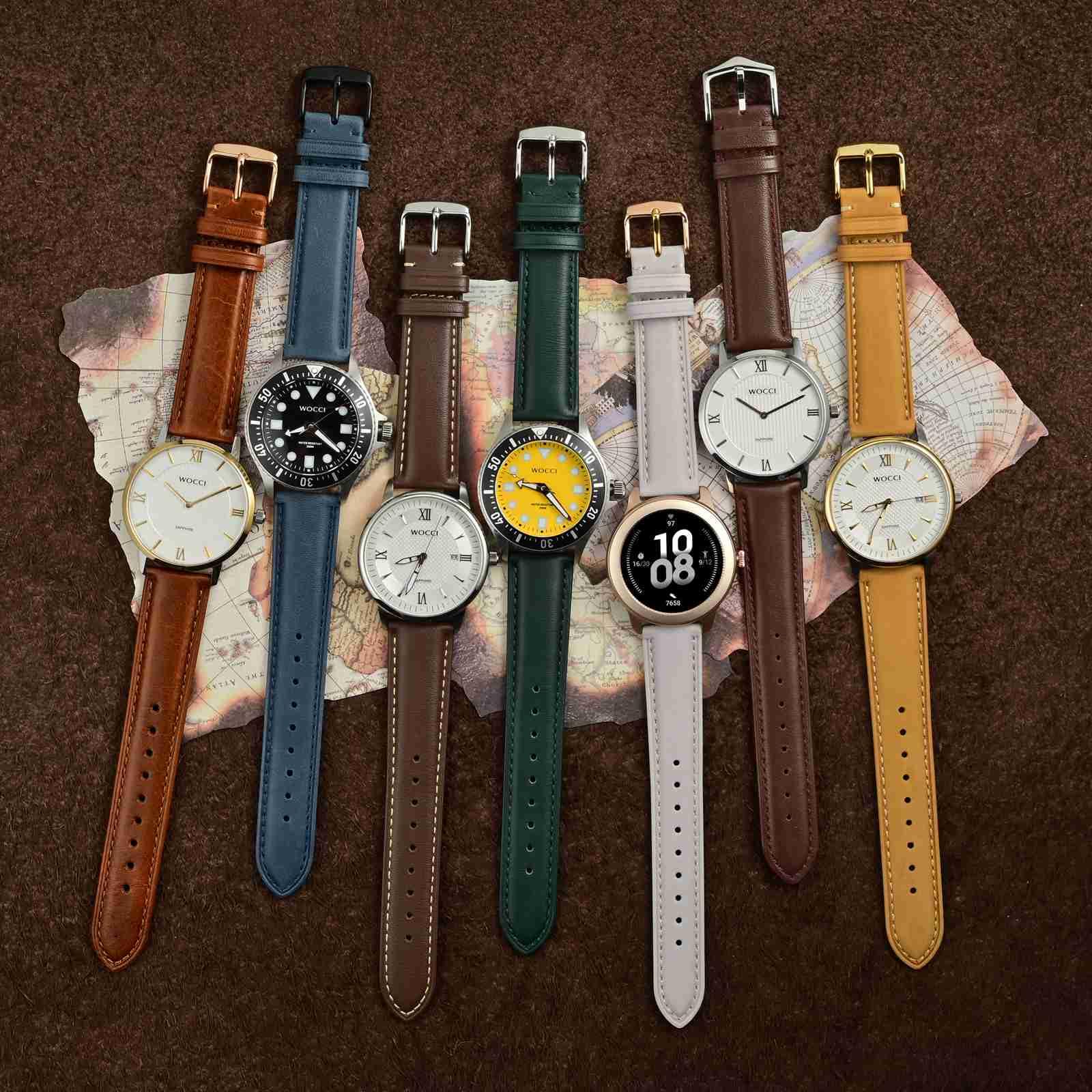 WOCCI 16mm Vintage Leather Watch Band for Men and Women with Gold Buckle in Tan Color - View 6 of 9