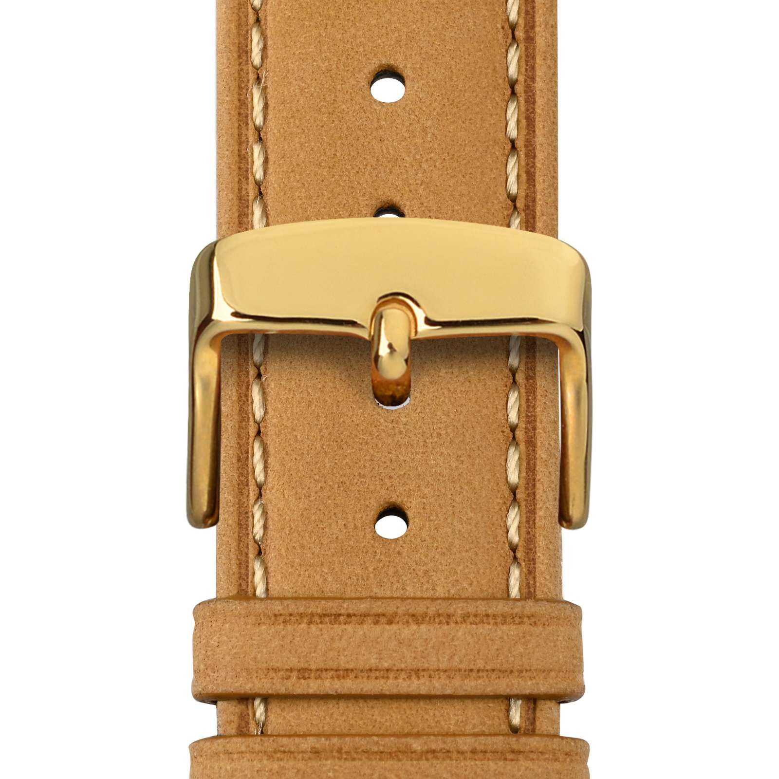 WOCCI 16mm Vintage Leather Watch Band for Men and Women with Gold Buckle in Tan Color - View 9 of 9