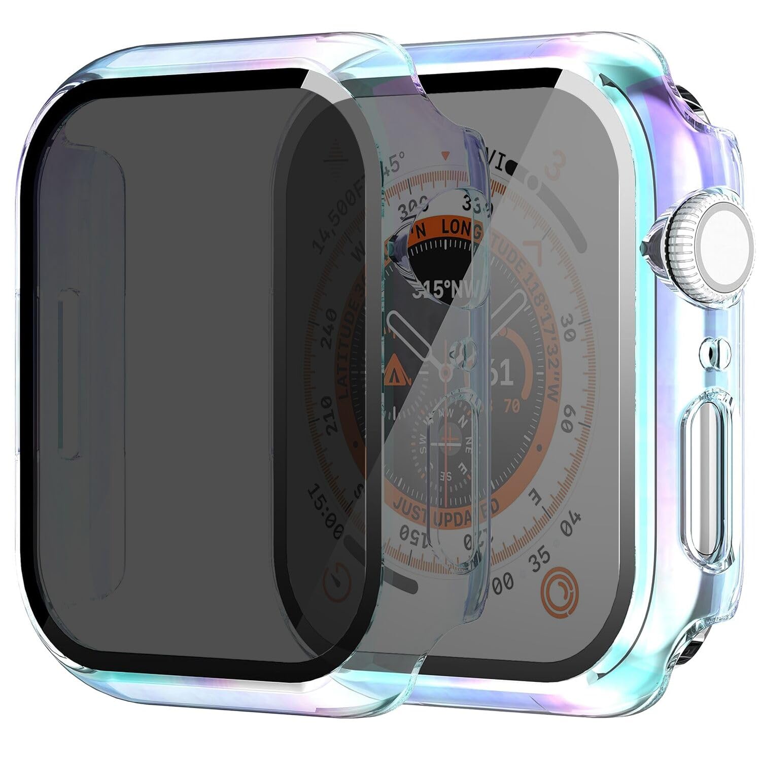 2 Pack Anti-Spy Privacy Case for Apple Watch 40mm - 9H Tempered Glass Screen Protector & Shatterproof Bumper for iWatch SE Series 4 5 6