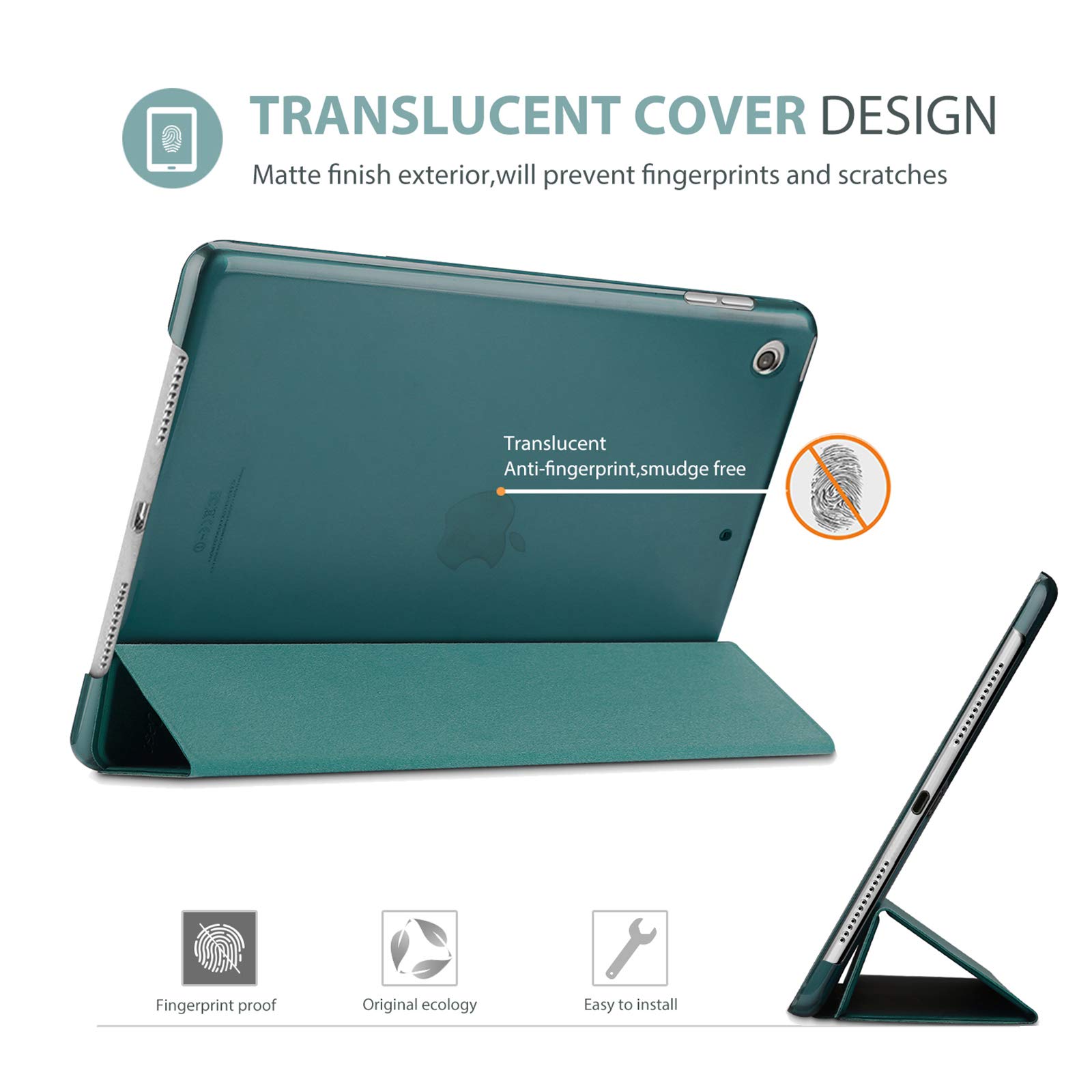 ProCase ProCase Smart Case for iPad 10.2 2021 9th Gen 2020 8th Gen 2019 7th Gen with Tempered Glass Screen Protector Slim Stand Hard Shell Emerald - View 3 of 7