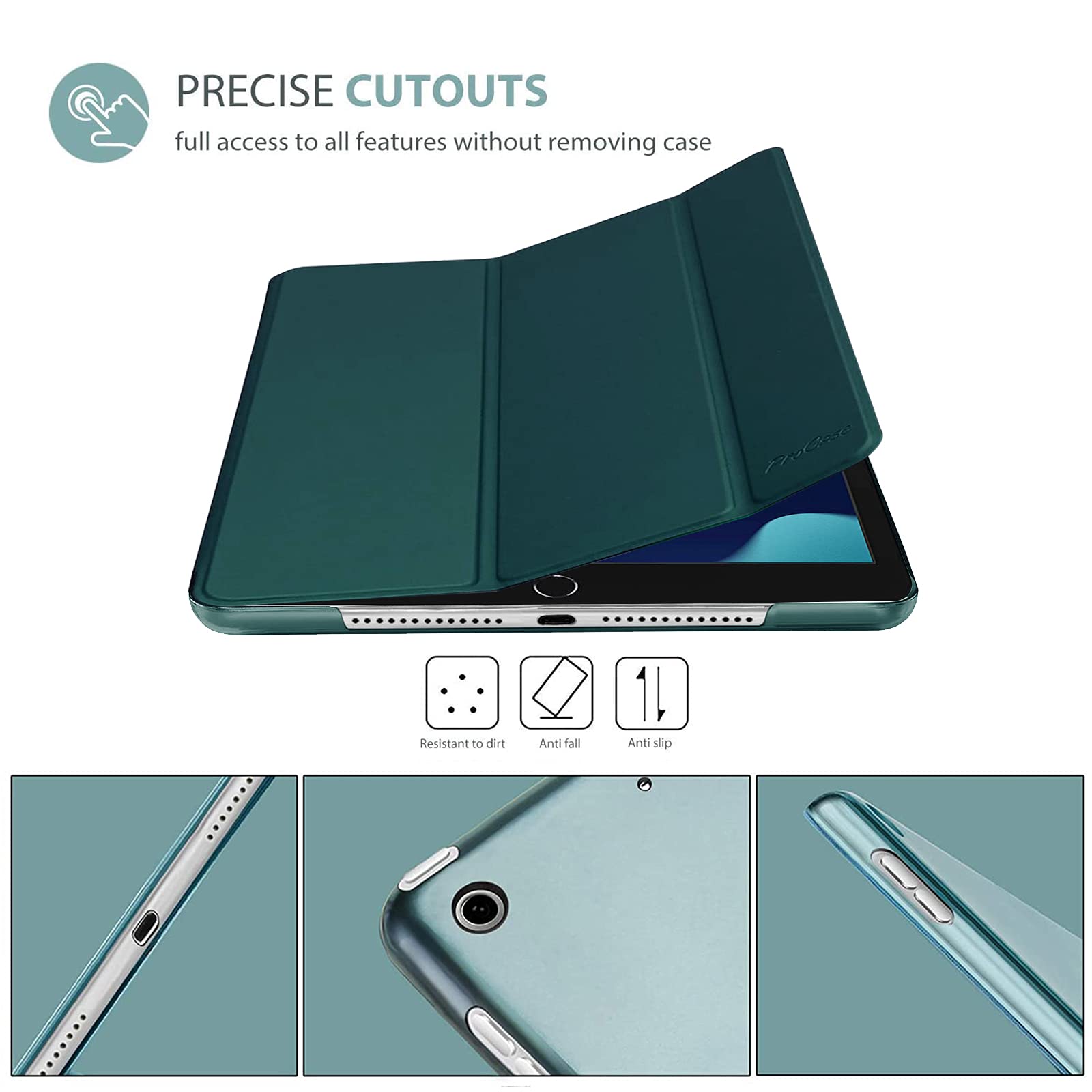 ProCase ProCase Smart Case for iPad 10.2 2021 9th Gen 2020 8th Gen 2019 7th Gen with Tempered Glass Screen Protector Slim Stand Hard Shell Emerald - View 7 of 7