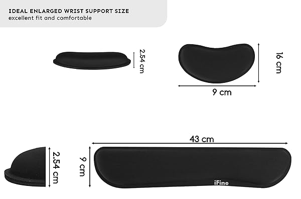 IFINE iFine Gel Memory Foam Keyboard and Mouse Wrist Rest Pad Cushion for Computer and Laptop Support Black - View 4 of 8