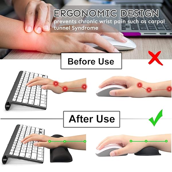 IFINE iFine Gel Memory Foam Keyboard and Mouse Wrist Rest Pad Cushion for Computer and Laptop Support Black - View 5 of 8